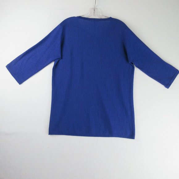 Eileen Fisher Blue Crew Neck Sweater - Picture 2 of 8
